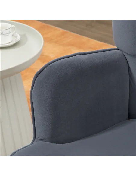 HOMCOM Modern Armchair with Footstool, Upholstered Accent Chair with Ottoman, Steel Legs, Velvet Wingback Chair for Living Room,