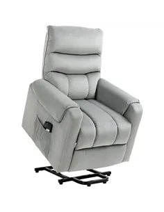 HOMCOM Vibration Massage Rise and Recliner Chair, Electric Power Lift Recliner with Remote Control and Side Pockets, Grey