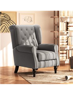 HOMCOM Retro Accent Chair, Linen Wingback Armchair with Wood Frame Button Tufted Design for Living Room Bedroom, Dark Grey 2