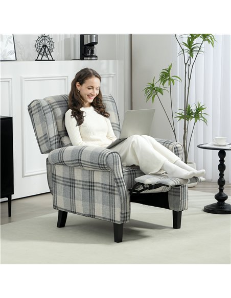 HOMCOM 160° Reclining Armchair, with Footrest - Grey