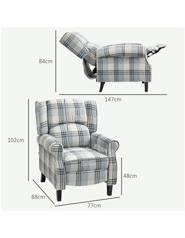 HOMCOM 160° Reclining Armchair, with Footrest - Grey