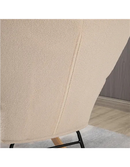 HOMCOM Berber Fleece Nursery Glider Rocker for Nursing, Wingback Rocking Chair for Living Room, Beige
