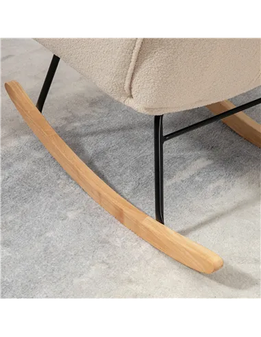 HOMCOM Berber Fleece Nursery Glider Rocker for Nursing, Wingback Rocking Chair for Living Room, Beige