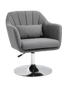 HOMCOM Swivel Linen Fabric Accent Chair for Living Room Contemporary Vanity Armchair with Adjustable Height Thick Cushion Lumbar
