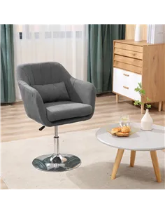 HOMCOM Swivel Linen Fabric Accent Chair for Living Room Contemporary Vanity Armchair with Adjustable Height Thick Cushion Lumbar 2
