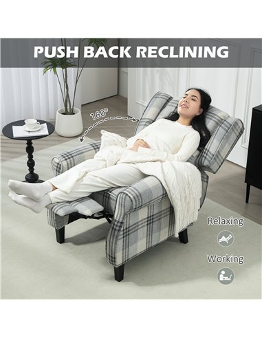 HOMCOM 160° Reclining Armchair, with Footrest - Grey