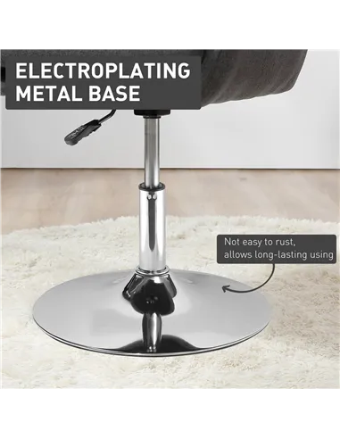 HOMCOM Swivel Linen Fabric Accent Chair for Living Room Contemporary Vanity Armchair with Adjustable Height Thick Cushion Lumbar