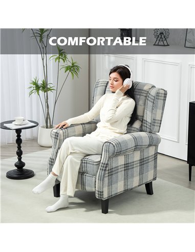 HOMCOM 160° Reclining Armchair, with Footrest - Grey