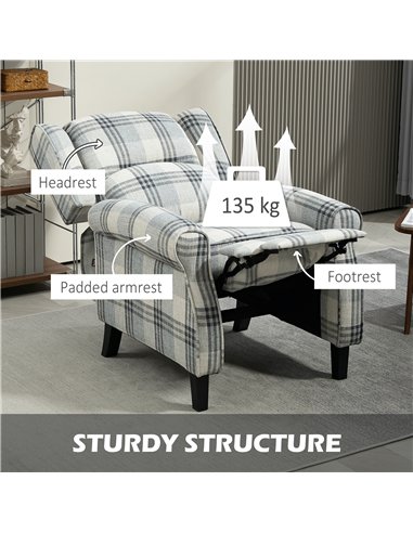 HOMCOM 160° Reclining Armchair, with Footrest - Grey