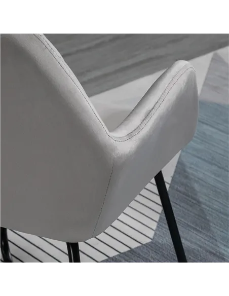HOMCOM Modern Arm Chair Upholstered Accent Chair with Metal Base for Living Room Grey