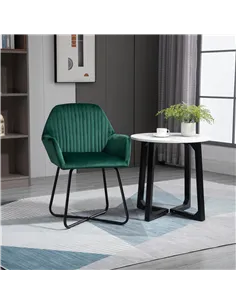 HOMCOM Modern Arm Chair Upholstered Accent Chair with Metal Base for Living Room Green 2