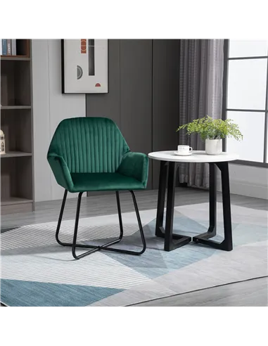 HOMCOM Modern Arm Chair Upholstered Accent Chair with Metal Base for Living Room Green