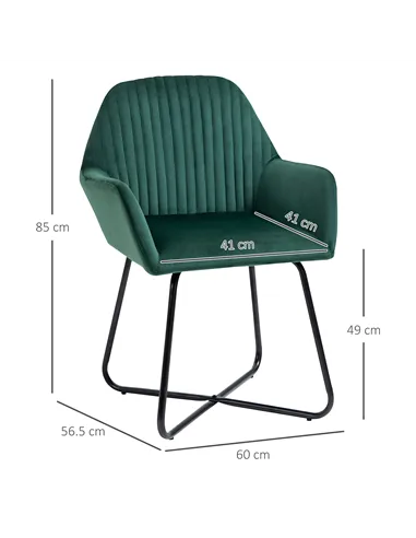 HOMCOM Modern Arm Chair Upholstered Accent Chair with Metal Base for Living Room Green