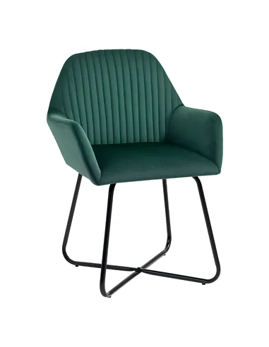 HOMCOM Modern Arm Chair Upholstered Accent Chair with Metal Base for Living Room Green