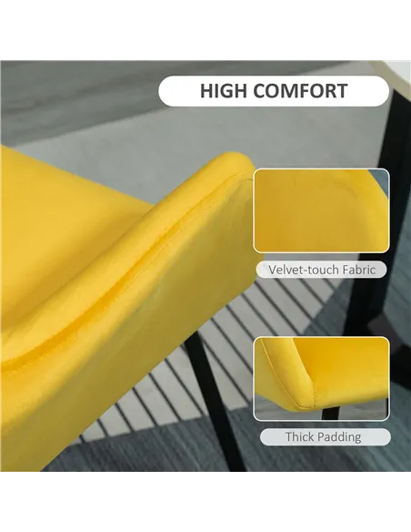 HOMCOM Modern Arm Chair Upholstered Accent Chair with Metal Base for Living Room Yellow