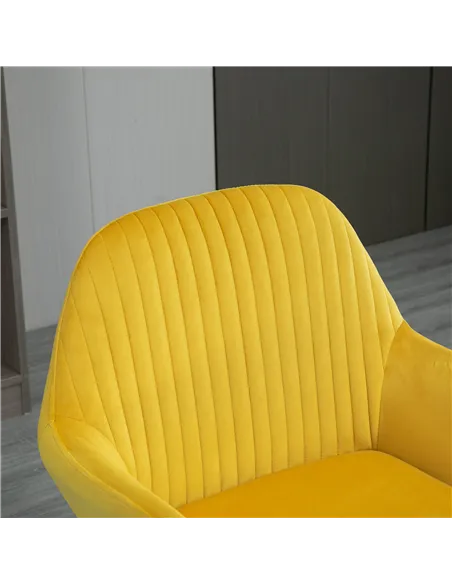 HOMCOM Modern Arm Chair Upholstered Accent Chair with Metal Base for Living Room Yellow