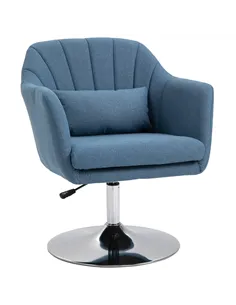 HOMCOM Swivel Linen Fabric Accent Chair for Living Room Contemporary Vanity Armchair with Adjustable Height Thick Cushion Lumbar