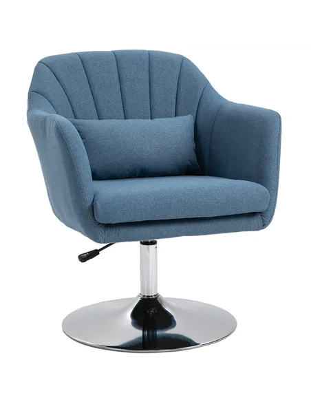 HOMCOM Swivel Linen Fabric Accent Chair for Living Room Contemporary Vanity Armchair with Adjustable Height Thick Cushion Lumbar