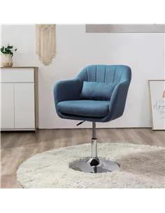 HOMCOM Swivel Linen Fabric Accent Chair for Living Room Contemporary Vanity Armchair with Adjustable Height Thick Cushion Lumbar 2