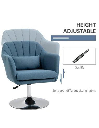 HOMCOM Swivel Linen Fabric Accent Chair for Living Room Contemporary Vanity Armchair with Adjustable Height Thick Cushion Lumbar