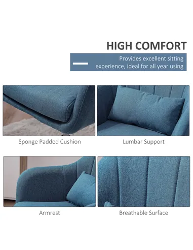 HOMCOM Swivel Linen Fabric Accent Chair for Living Room Contemporary Vanity Armchair with Adjustable Height Thick Cushion Lumbar