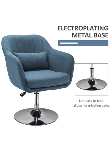 HOMCOM Swivel Linen Fabric Accent Chair for Living Room Contemporary Vanity Armchair with Adjustable Height Thick Cushion Lumbar