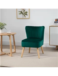 HOMCOM Modern Accent Chair, Fabric Living Room Chair with Rubber Wood Legs and Thick Padding, Green 2