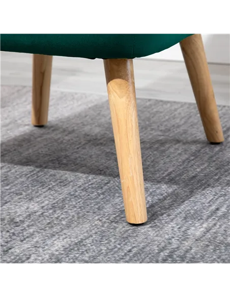 HOMCOM Modern Accent Chair, Fabric Living Room Chair with Rubber Wood Legs and Thick Padding, Green