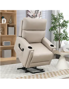 HOMCOM Electric Riser and Recliner Chair, with Massage and Heat - Beige 2