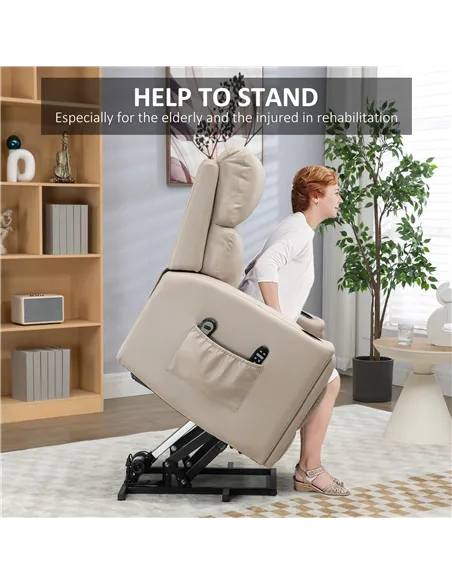 HOMCOM Electric Riser and Recliner Chair, with Massage and Heat - Beige