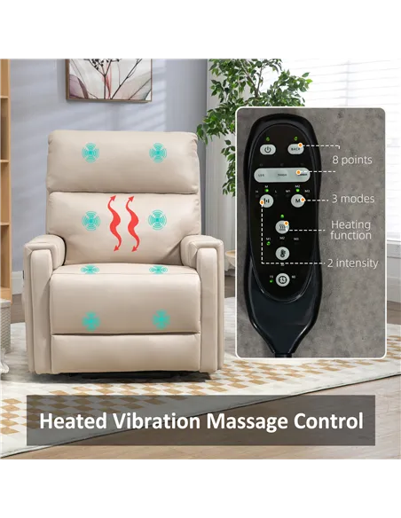 HOMCOM Electric Riser and Recliner Chair, with Massage and Heat - Beige