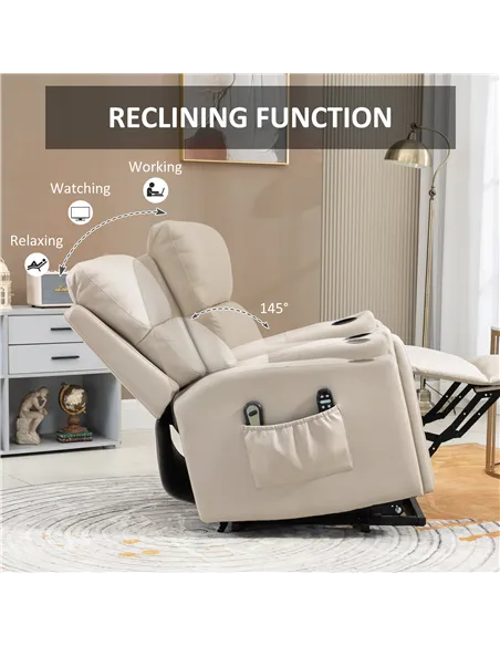 HOMCOM Electric Riser and Recliner Chair, with Massage and Heat - Beige