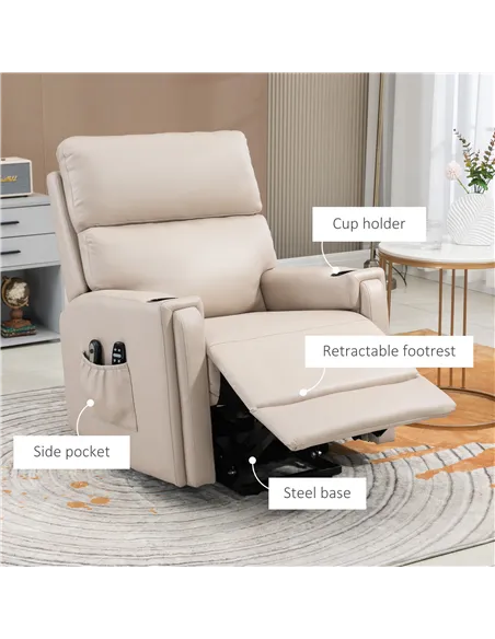 HOMCOM Electric Riser and Recliner Chair, with Massage and Heat - Beige