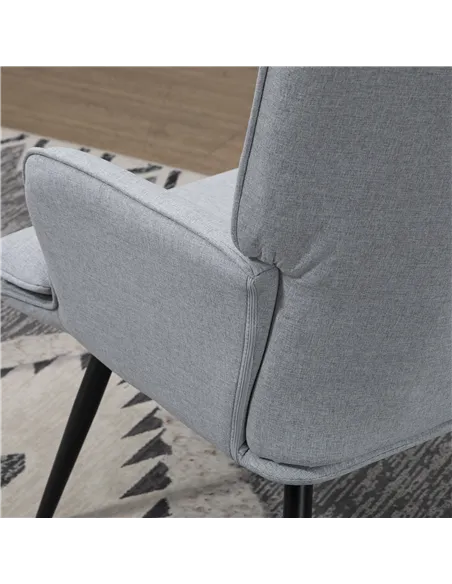 HOMCOM Armchair with Footstool, Living Room Chair, Linen Accent Chair for Bedroom, Home Study, Light Grey