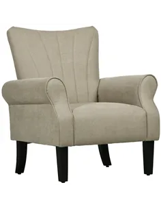 HOMCOM Upholstered Accent Chair with Rolled Arms and Wood Legs, Armchair for Living Room Bedroom, Beige