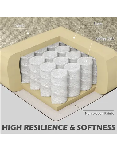 HOMCOM Upholstered Accent Chair with Rolled Arms and Wood Legs, Armchair for Living Room Bedroom, Beige