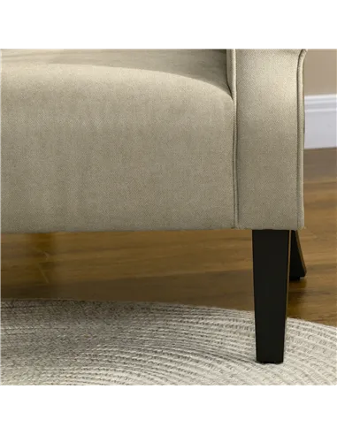 HOMCOM Upholstered Accent Chair with Rolled Arms and Wood Legs, Armchair for Living Room Bedroom, Beige