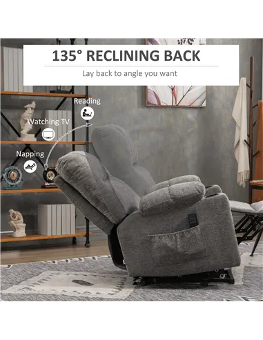 HOMCOM Electric Riser and Recliner Chair for Elderly, Power Lift Recliner Chair with Remote Control, Grey