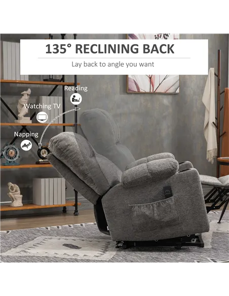 HOMCOM Electric Riser and Recliner Chair for Elderly, Power Lift Recliner Chair with Remote Control, Grey