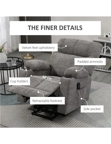 HOMCOM Electric Riser and Recliner Chair for Elderly, Power Lift Recliner Chair with Remote Control, Grey