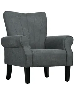HOMCOM Upholstered Accent Chair with Rolled Arms and Wood Legs, Armchair for Living Room Bedroom, Grey
