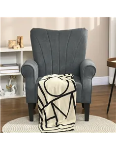 HOMCOM Upholstered Accent Chair with Rolled Arms and Wood Legs, Armchair for Living Room Bedroom, Grey 2