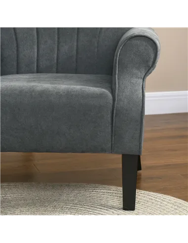 HOMCOM Upholstered Accent Chair with Rolled Arms and Wood Legs, Armchair for Living Room Bedroom, Grey