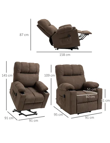 HOMCOM Electric Riser and Recliner Chair for Elderly, Power Lift Recliner Chair with Remote Control, Dark Brown