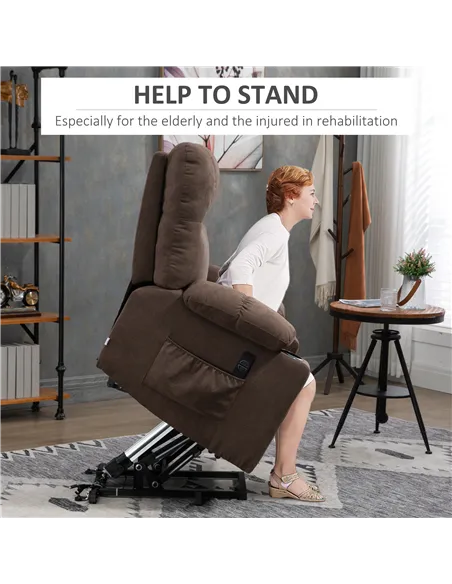 HOMCOM Electric Riser and Recliner Chair for Elderly, Power Lift Recliner Chair with Remote Control, Dark Brown
