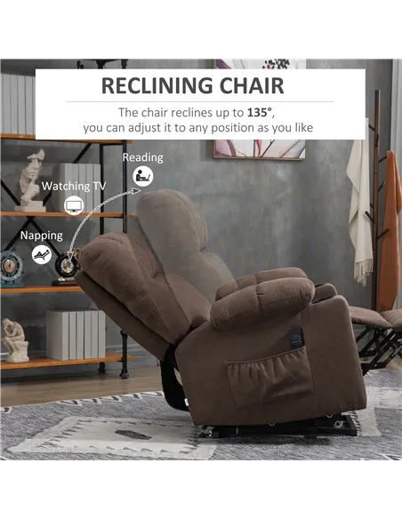HOMCOM Electric Riser and Recliner Chair for Elderly, Power Lift Recliner Chair with Remote Control, Dark Brown