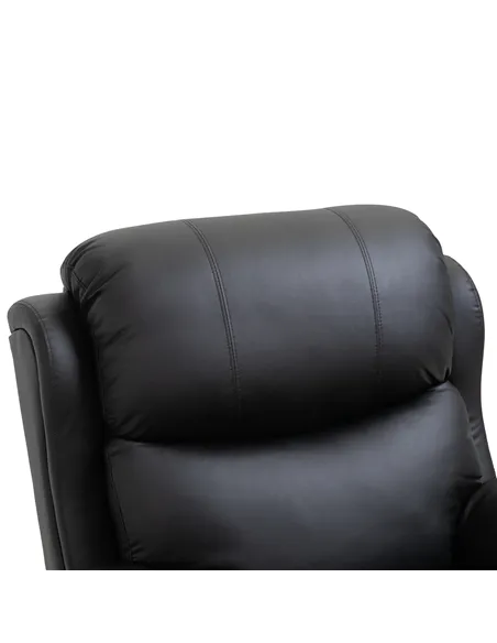 HOMCOM PU Leather Reclining Chair with 8 Massage Points and Heat, Manual Recliner with Swivel Base, Footrest and Remote, Black