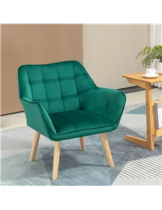 HOMCOM Accent Chair, Arm Chair with Wide Arms, Slanted Back, Thick Padding and Rubber Wooden Legs for Living Room, Green 2