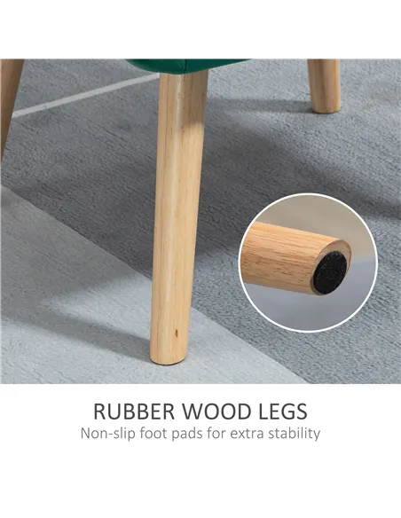HOMCOM Accent Chair, Arm Chair with Wide Arms, Slanted Back, Thick Padding and Rubber Wooden Legs for Living Room, Green