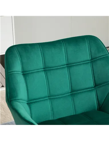 HOMCOM Accent Chair, Arm Chair with Wide Arms, Slanted Back, Thick Padding and Rubber Wooden Legs for Living Room, Green